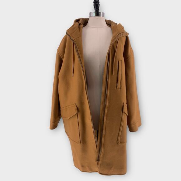 Madewell Lynnford Coat Hooded Wool Blend Winter Classic Trench Camel Plus 3X - Picture 7 of 16